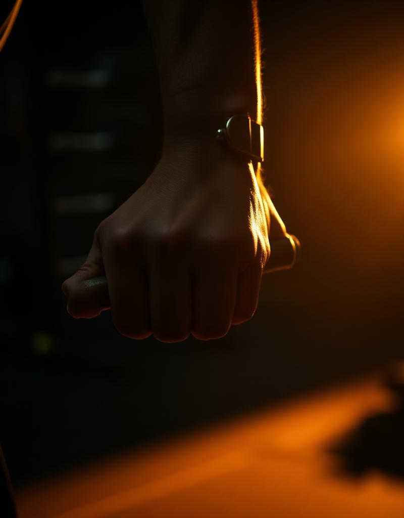 Hands gripping barbell close-up