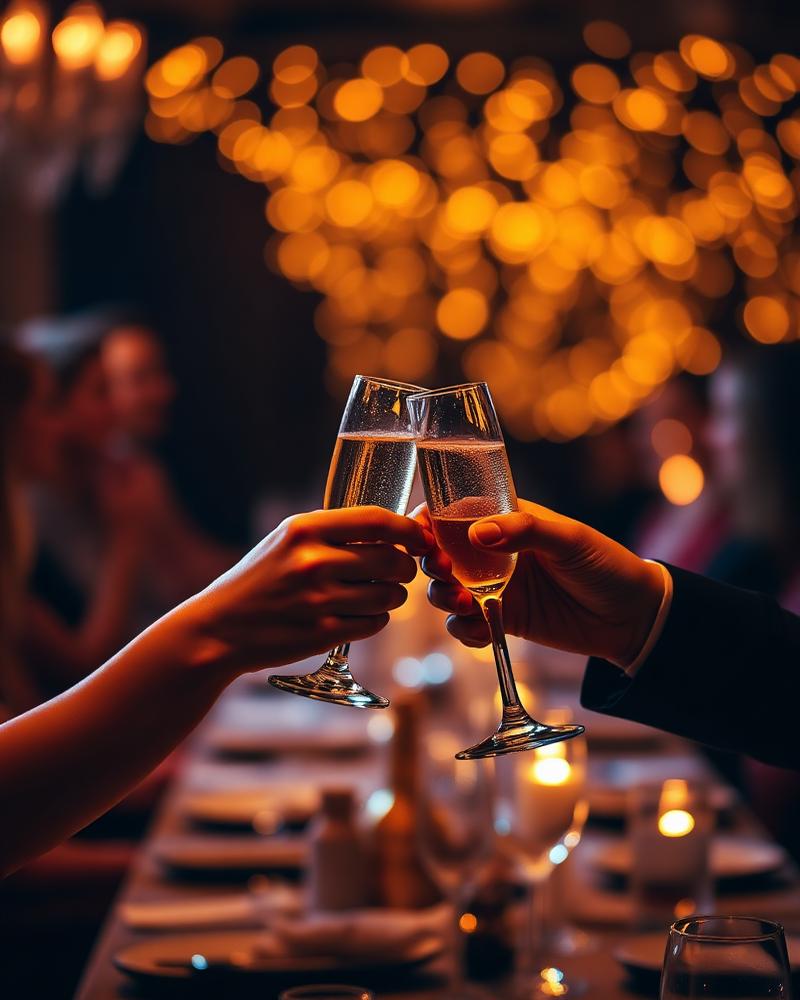Champagne toast at milestone celebration